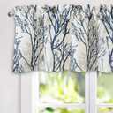 DriftAway Tree Branch Linen Lined Valance Double Layer Thermal Insulated Room Darkening Blackout Valances 3 Inch Rod Pocket Short Window Valance for Living Room Bathroom 52 Inch by 18 Inch Blue