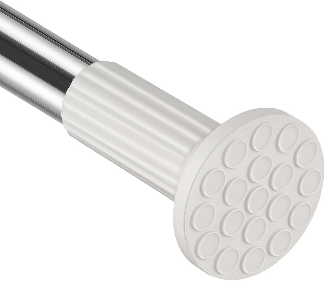 Shower Curtain Rod 51-148 Inch (4.25-12Ft), ZOCONE Adjustable Tension Curtain Rod No Drilling, Stainless Steel Spring Tension Shower Rods for Bathroom Window Outdoor Non-Slip Easy Install (51-148 Inches)