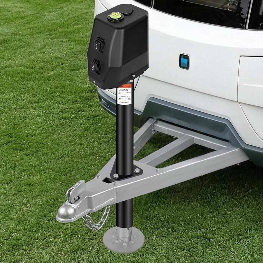 7600lbs Waterproof Electric Trailer Jack with Built-in Spirit Level