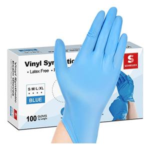 Schneider Disposable Vinyl Synthetic Exam Gloves, Blue, VSFB30 Series (4 mil), 100ct Box, L