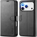 TUCCH Wallet Case for iPhone 17 Pro (6.3") 2025, RFID Blocking 4 Card Holders | Kickstand | Shockproof TPU Shell | PU Leather | Magnetic Closure | Protective Flip Folio Cover | Black