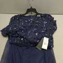 Adrianna Papell Women's Bead Long Dress with Godets, Light Navy, 14W (Blue)