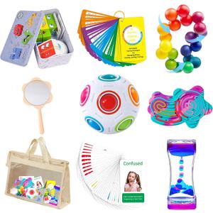 9-Piece Calm Down Corner Supplies for Kids | Anxiety Relief Tools Kit| ADHD Tools for Kids Emotional Support Regulation Items, Fidgets for Autism, Versatile Therapy Sensory Toys for Classroom and Home