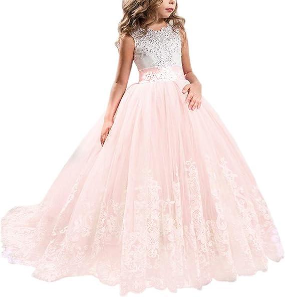 NNJXD Girls Princess Lilac Pageant Long Dress Kids Tulle Prom Ball Gowns, Size: 10-11 Years