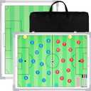 Dunzoom 24" x 18" Magnetic Soccer Coaching Board Double-Sided Dry Erase Board, Portable Tactical Clipboard Equipped with Magnet Numbers, Marker Pen, Eraser and Zipper Bag