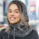 Nicole Miller Winter Balaclava Hood Scarf Ski Mask for Women, Face Cover Neck Gaiter Scarf for Cold Weather (Black/White)