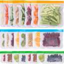 GREENZLA Eco-Friendly Reusable Freezer Bags, 24-Pack Extra Thick and Leakproof Resealable Gallon Bags for Safe Food Storage, Marinating, Snacks, and Meal Prep, Reusable, Non-Toxic, and Freezer Safety (Colorful)