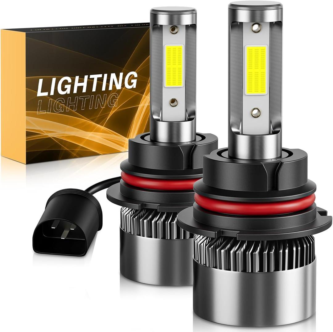 9007/HB5 High/Low Beam 6500K Cool White, 60000LM 900% Brighter, Backup Plug & Play IP68 Waterproof Replacement with 2pcs 194 168 T10 2825 LED Bulb for Interior Light License Plate Lights