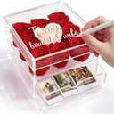 MENANA Mothers Day Roses Gifts for Mom, Wife - 9 Roses Preserved Flowers in A Box - Anniversary, Mothers Day, Birthday Gifts for Her Girlfriend Grandma Aunt Sister - Red Roses in Acrylic Keepsake Box