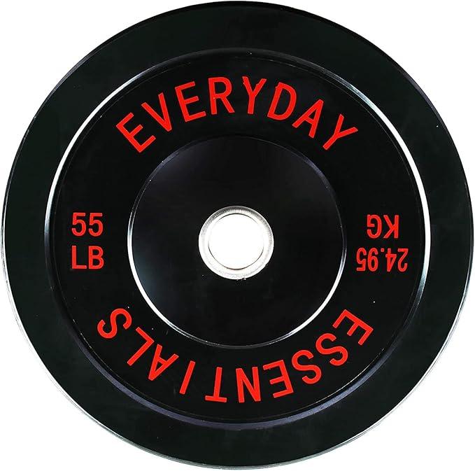 BalanceFrom Color Coded Black Olympic Bumper Plate Weight Plate with Steel Hub, 55LB 