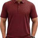 MAGCOMSEN Mens Polo Shirts Dry Fit Golf Shirts Moisture Wicking Athletic Workout Golf Polo Tees Casual Collared Shirt (Red, Large)
