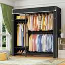 ULIFHOME F7C Clothes Rack with Cover, Covered Clothing Rack Heavy Duty