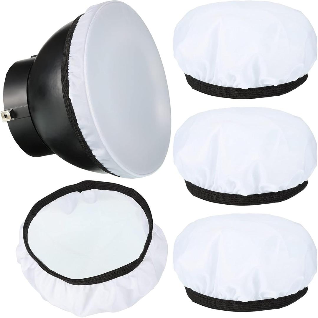 4 Pieces Diffuser Lamp Sock Soft Cover 7 Inches/ 18 cm Standard Cloth Diffuser Light Sock Lampshade Reflector Lamp for Strobe Flash Light Speedlite(White)