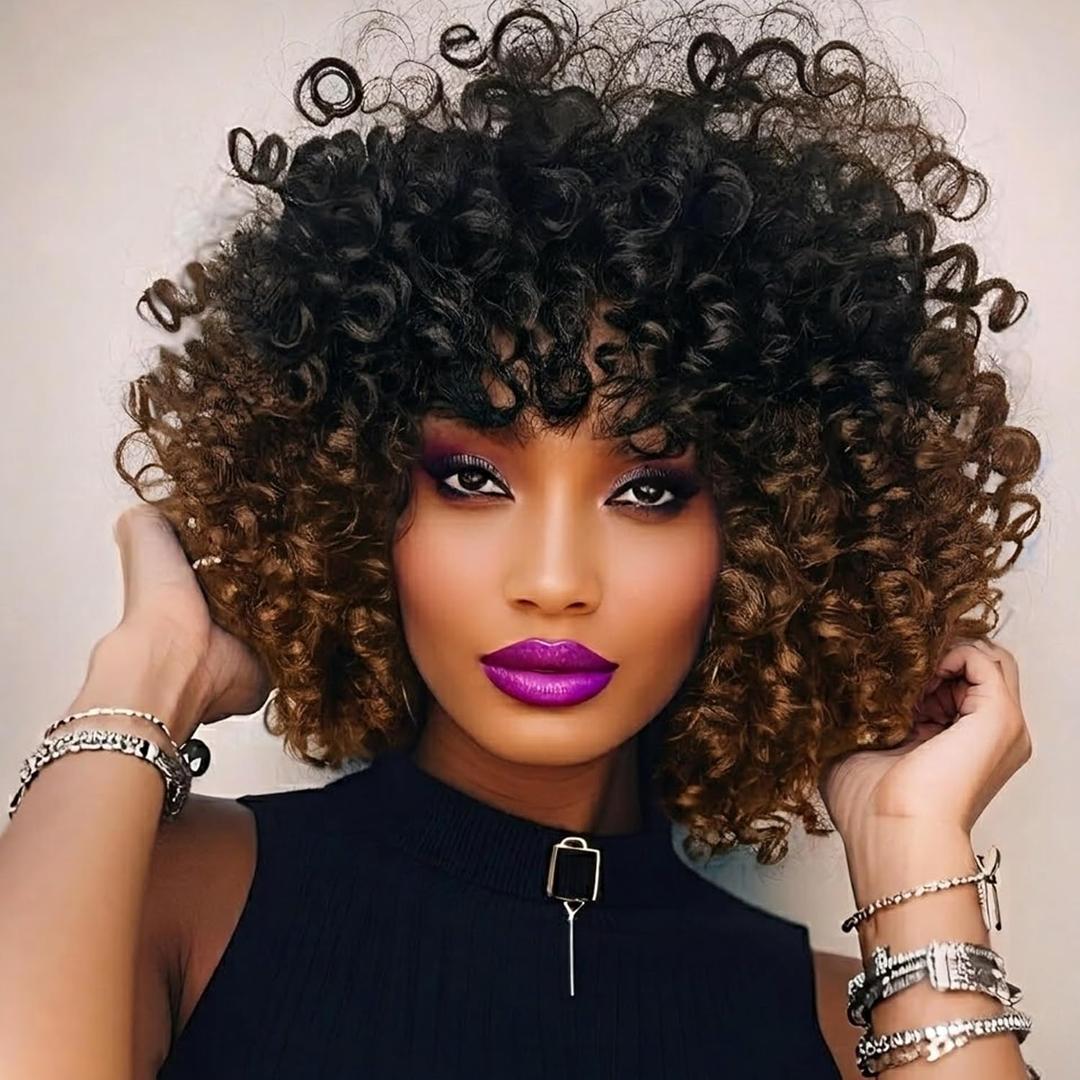 Brown Ombre Short Jamaican Bounce Crochet Hair 5 Packs 2X Ringlet Wand Curl Crochet Hair 8 Inch Curly Crochet Hair Extensions Curly Crochet Braiding Hair 100 Roots