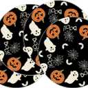 4 x XCHI Boo Spooky Ghost Pumpkin Halloween Round Placemats Set of 4 Table Mats Table Decorations 14x14 Inch