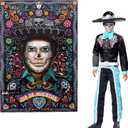 Barbie Signature Doll, 2024 Da De Muertos Ken Collectible in Black Suit with Sky Blue Accents, Hat and Belt Accessories