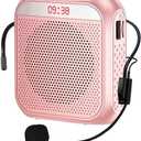 Portable Voice Amplifier for Teachers, 2200mAh Rechargeable Personal Amplifier Mic PA System Headset Microphone with Speaker for Teachers, Training, Meeting, Tour Guide, Yoga, Classroom (Rose)