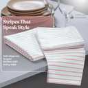 Orange Stripe Cotton Kitchen Towels Set of 5, Durable & Super Absorbent Dishcloths Pack, Classic Stripe Towel Set, Quick Dry Towels for Daily Kitchen Use, Wiping & Drying Dishes