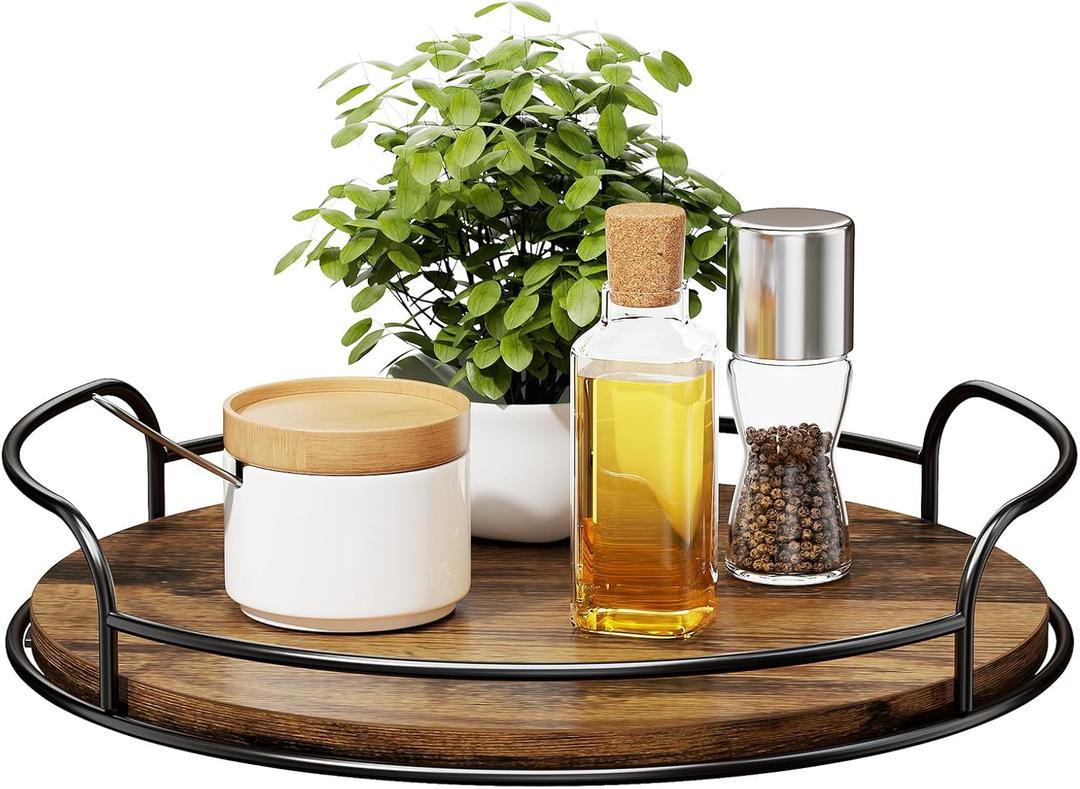 LAMU Lazy Susan Organizer, 12'' Lazy Susan Turntable for Cabinet, Table Top, Kitchen, Countertop, Bathroom, Pantry, Spice Organization, Wooden,1 Pack