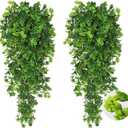 RECUTMS Fake Hanging Plants 2Pcs Outdoor Greenery Artificial Hanging Flower for Outdoors Hanging Basket Artificial Hanging Plants Plastic Home Garden Wedding Party Shelf Aesthetic Decorations(Green)