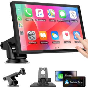 7 Inch Portable Touch Screen Car Stereo with Wireless Carplay & Android Auto,Mirror Link,Bluetooth,AUX,FM,Siri,Voice Control for All Vehicles Q7