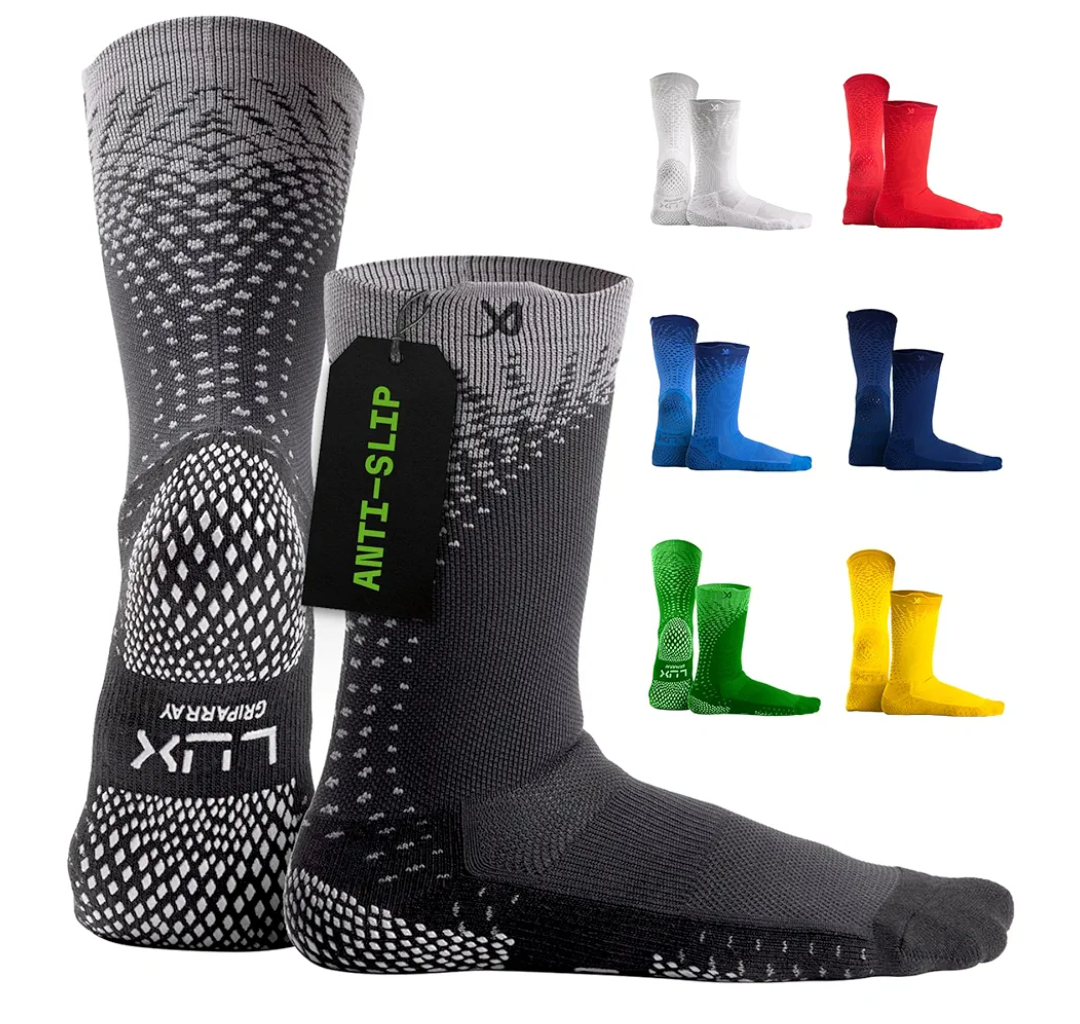 LUX Sports Thin Grip Socks for Cleat Sports - Moisture-Wicking Anti Slip Socks for Men & Women - Soccer, Football, Baseball