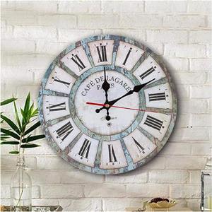 24 Inch Silent Coastal Wall Clock Battery Operated for Living Room Kitchen,Non-ticking Large Blue Clock for Bedroom,Nautical Beach Wall Clock for Dining Room Bathroom Home School Office Kids Room (Vintage Ocean Blue)