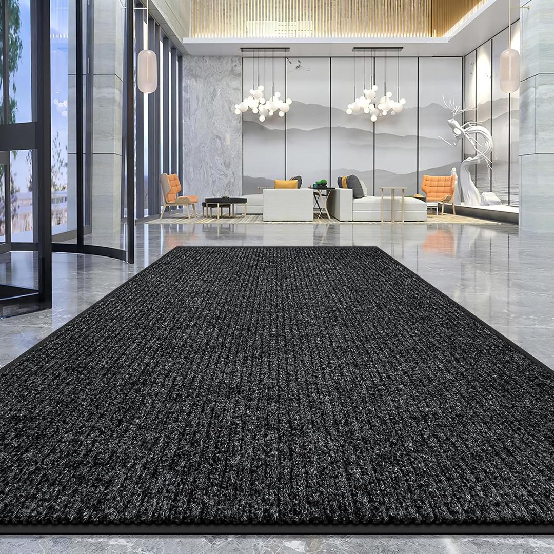 Vicwe Indoor Outdoor Door Mat, 3'x10' Heavy Duty Front Door Mat, Non-Slip Washable Doormats Entrance Mats, Dirt Resistant and Absorbent Doormat, Commercial Outdoor Entrance Floor Mat for Home Office (Dark Grey)