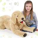 Geosar 39.4" Dog Stuffed Animals Plush, Soft Cuddly Golden Retriever Plush Toys, Large Stuffed Dog Hugging Pillow Gifts for Valentines Kids Girls Boys Birthday