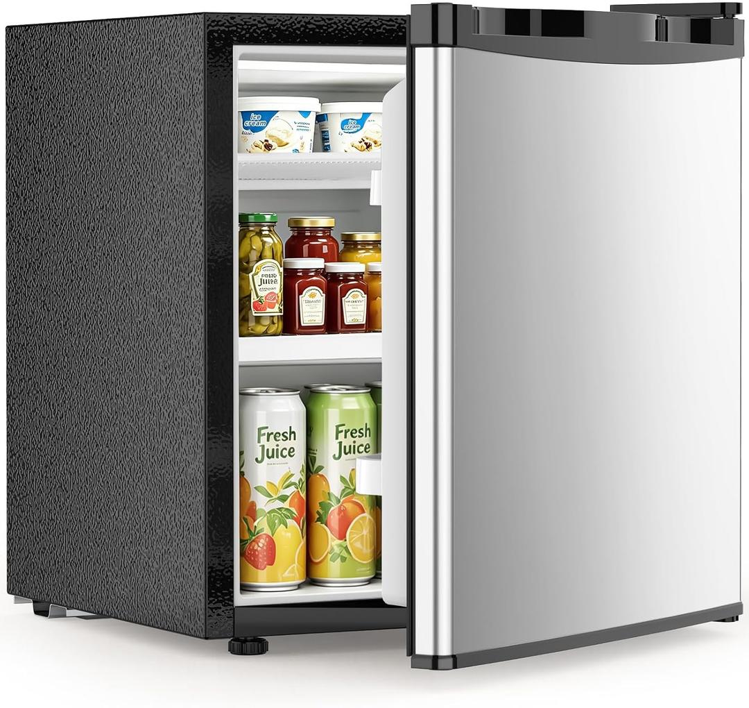 Electactic 1.6 Cu.ft Mini Fridge – Compact Reversible Door Refrigerator with Adjustable Thermostat, Ultra-Quiet Operation, Ideal for Office, Dorm, Bedroom, Apartment (Silver)