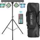 5 in 1 Dj Lights with Stand 5.9ft,Led Dj Par Lights+Effect Strobe Lights Dj Disco Lights Party Lights Dj Lights for Parties Indoor DMX&Remote Control Mobile Stage Lighting with Carry Bag (Black 1PC)