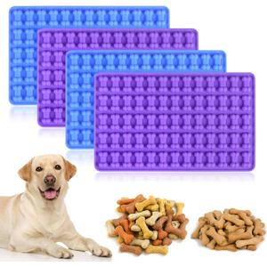 Palksky Dog Treat Molds Silicone, 4Pcs 65 Cavities Mini Bone Mold for Baking and Freezing