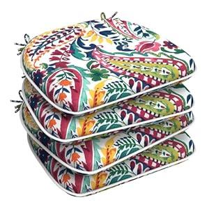 LVTXIII Patio Seat Cushions D16 x W17 Inches Outdoor Chair Pads All Weather Chair Cushions for Garden Patio Furniture Chair Home Set of 4 -Vigour Paisley