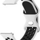 Meliya 20mm 22mm Watch Bands Quick Release Replacement Wristband, Soft Silicone Bands Breathable Sport Replacement Straps for Men Women (White-Black)
