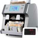Cassida 9900R V2 2-Pocket Premium Bank Grade Money Counter Machine Mixed Denomination, Bill Sorter, Value Counting, Printer Enabled, 2 CIS, UV/MG, IR/IT Counterfeit Detection with Built-in Printer, 12"L x 11.5"W x 13.4"H
