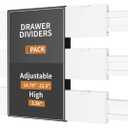 3 Pack Drawer Dividers, 2.36" High, 14.76-22.36" Adjustable Drawer Divider for Clothes, Plastic Dresser Organizer for Bedroom, Closet, Clothes, Office, Kitchen Storage