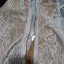 Women Vintage Cream Lace Maxi Dress Romantic Long Sleeves Lace Bodycon Dress (Medium, White)