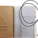 newestor A5 Travelers Notebook Accessories Kit - Kraft File Folder, Zipper Case, Pen Holder, Binder Clip and 2 Elastic Bands