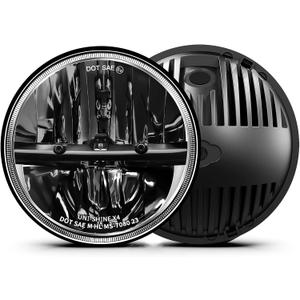UNI-SHINE 2PCS 7-Inch LED Headlights - DOT Approved, Hi/Lo Beam, Compatible with Jeep Wrangler, Chevy, and Miata - Plug and Play