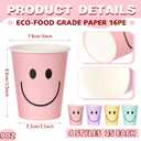 Layhit 100 Pcs 9 oz Smile Face Drink Cups Pastel Paper Cups Disposable Pastel Cups Cute Happy Pastel Birthday Party Decorations for Girls Birthday Decorations Bachelorette Party Cool Drinkware