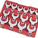 EFFICERE 14-Piece Premium 1/2" Drive Jumbo Crowfoot Wrench Set, Chrome Vanadium Steel, Includes Standard SAE Sizes from 1-1/16" to 2" with Storage Tray