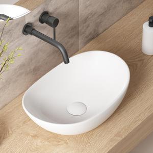 Oval Vessel Sinks for Bathrooms - OCEALAGOON 18x12 Bathroom Vessel Sinks White Porcelain Ceramic Countertop Sink Modern Sink Bowls for Bathroom Vanity, 18W x 12D