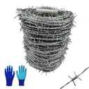 YAGJIA Barbed Wire Fence - 328 Ft, 4 Point, 18 Gauge(1.6mm) Barb Wire Roll - Strong and Flexible for Crafts, Yard, Garden and Critter Deterrent