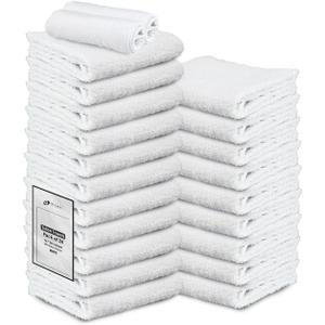 Hand Towels (Pack of 24) White Economy Towels Salon Towels - 100% Cotton Spa Towel 16 x 27 Inches Highly Absorbent, Facial, Gym, Hair, Face Towel Bulk