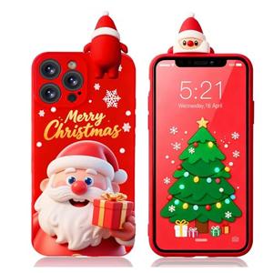 Yzniyzce Red Christmas Case for iPhone 15 Pro Max, Silicone Cover with Lovely 3D Doll Cute Patterns Design Shockproof Soft TPU Cartoon Xmas Present Cases for iPhone 15 Pro Max 6.7", Santa Claus