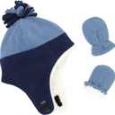 Baby Boy Sherpa Hats and Mittens Set Toddler Gloves Warm Fleece Winter Hat Baby Girl