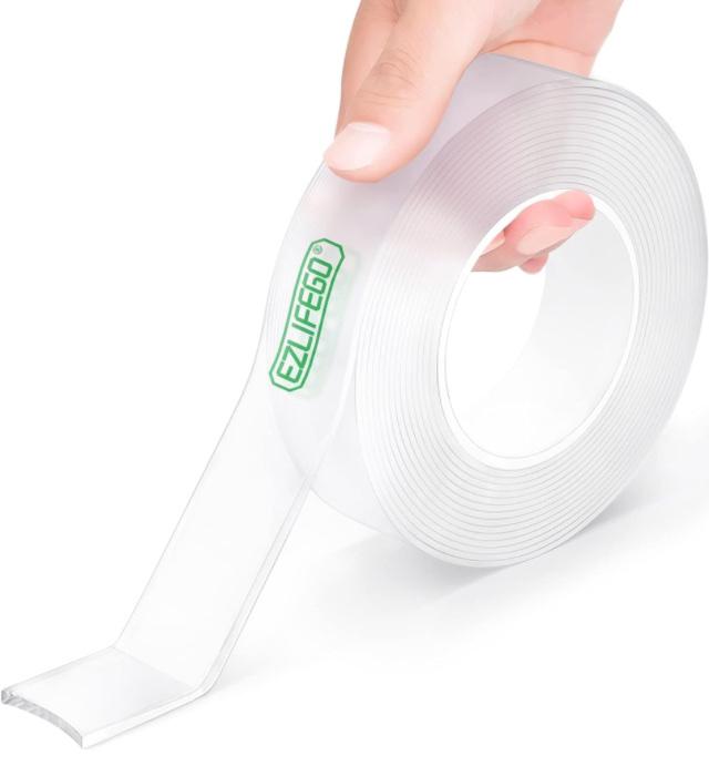 EZlifego Double Sided Tape Heavy Duty, Extra Large Nano Double Sided Adhesive Tape, Clear Mounting Tape Picture Hanging Adhesive Strips,Removable Wall Tape Sticky Poster Tape Decor Carpet Tape(9.85FT)
