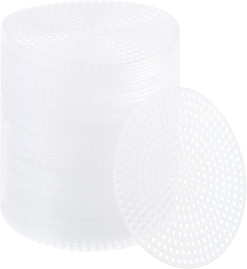 PATIKIL 3" Round Circle Plastic Canvas Mesh Sheets, 100 Pcs Eye Mesh for Embroidery 2mm Holes with Needlepoint Blank for DIY Crafting Wreathing Coasters Card Holder
