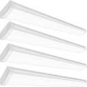 4PK 4FT LED Wraparound Light, 48 Inch Garage Ceiling Lights, 24/31/38/46W, 5500LM, 3000-6500K 5CCT, 120-277V Hardwired 4FT Led Light Fixtures for Garage, Workshop,Closet,Shop,UL(0-10 v dimming!), 4FT G5 WRAP