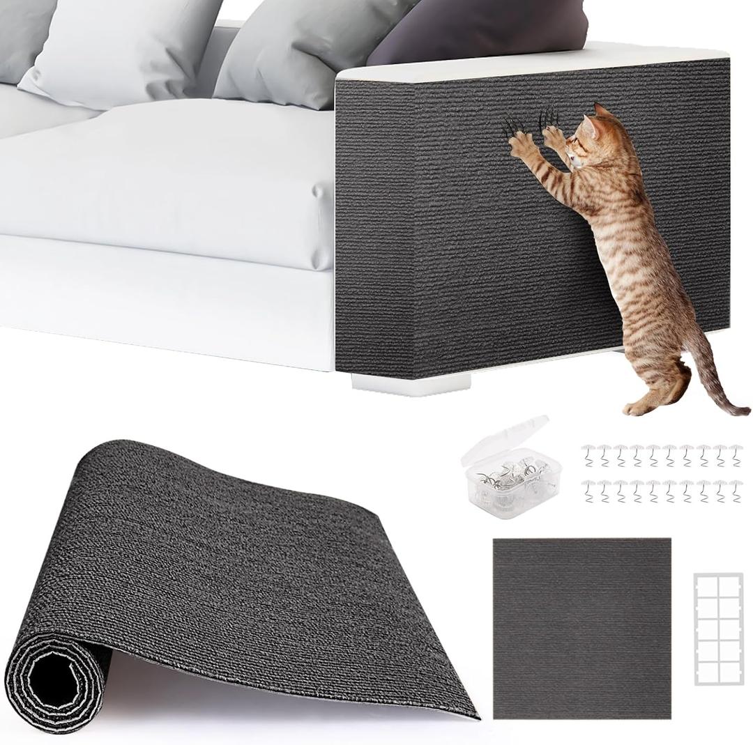 2pack Cat Scratch Couch Furniture and Wall Protector | Adhesive Cat Scratch Pad for Covering Cat Tower, DIY Climbing Cat Scratcher Couch Protector from Cat Claws Scratching (Dark Gray)